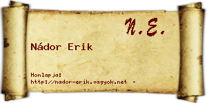 Nádor Erik névjegykártya
